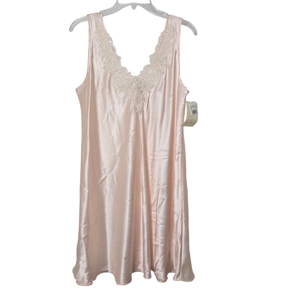 VTG Bali Studio Chemise Nightgown Large Pink Lace Pearls NWT Balletcore Bridal